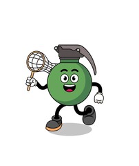 Cartoon of grenade catching a butterfly