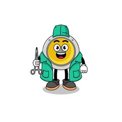 Illustration of speaker mascot as a surgeon