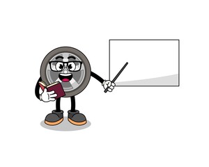 Mascot cartoon of car wheel teacher