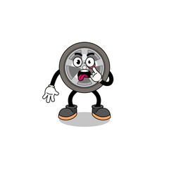 Naklejka premium Character Illustration of car wheel with tongue sticking out