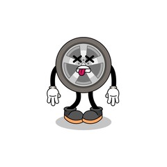 car wheel mascot illustration is dead