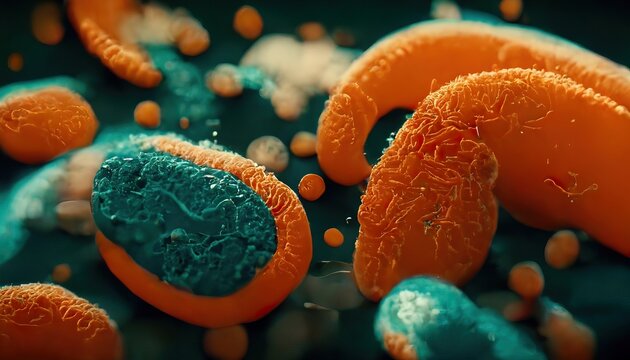 Bacteria microflora or microbiota flora bacterium microbe for healthy gut or a parasite causing illness vomiting or sickness