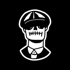 illustration skull mafia style line art