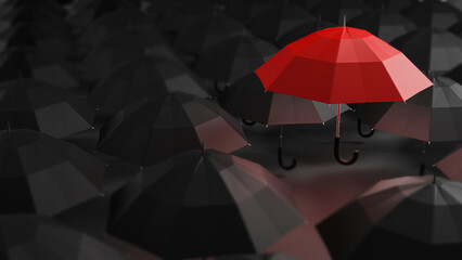 Red umbrella for leadership concept
