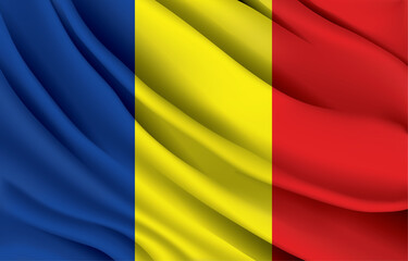 Chad national flag waving realistic vector illustration