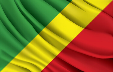 Congo national flag waving realistic vector illustration
