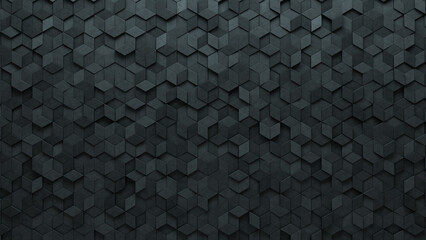 Futuristic Tiles arranged to create a Semigloss wall. Diamond Shaped, 3D Background formed from Concrete blocks. 3D Render