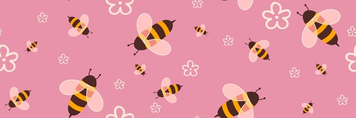 Kids seamless bee pattern for fabrics and packaging and gifts and cards and linens and wrapping paper