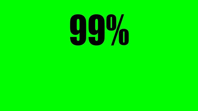 99 percent icon jumping isolated in white and green background. motion graphic.