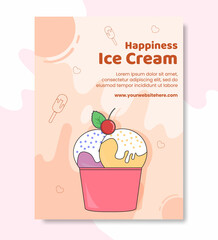 Ice Cream Poster Template Flat Cartoon Background Vector Illustration