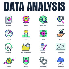 Set of Data analysis icon logo vector illustration. Data Analysis pack symbol template for graphic and web design collection