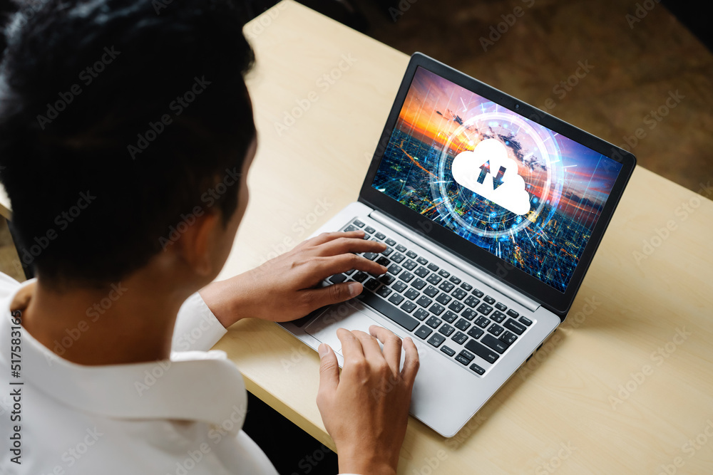 Poster cloud computing software for modish remote work and personal data storage