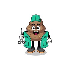 Illustration of poop mascot as a surgeon