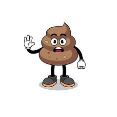 poop cartoon illustration doing stop hand