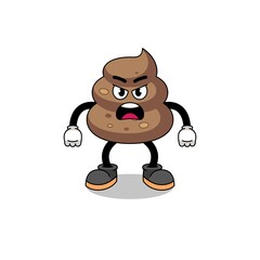 poop cartoon illustration with angry expression