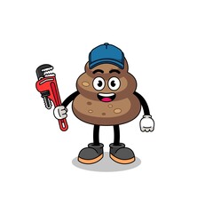 poop illustration cartoon as a plumber