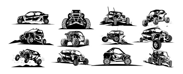 UTV offroading social club logo design vector mini set art
