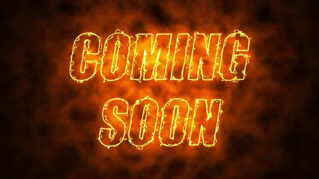 Coming soon. Electric lighting text with animation on black background