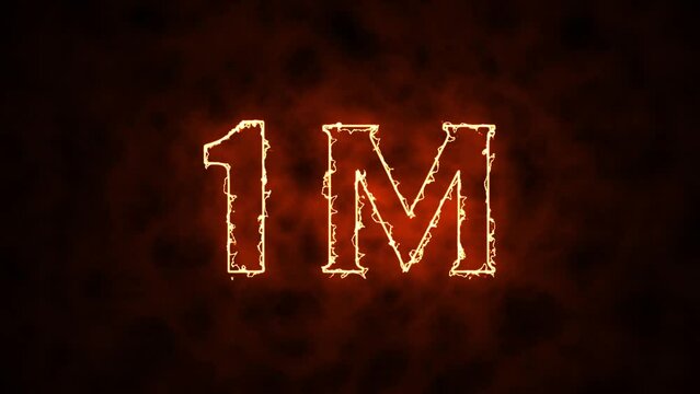 1M. Electric lighting text with animation on black background