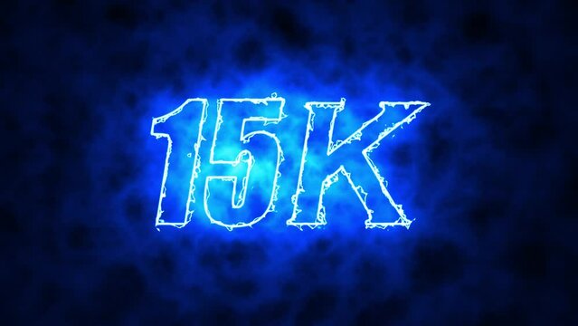 15K. Electric lighting text with animation on black background