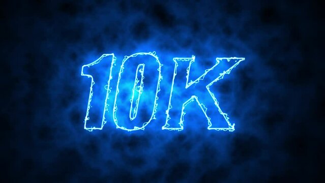 10K .Electric lighting text with animation on black background