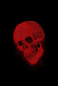 Bloody skull head artwork illustration