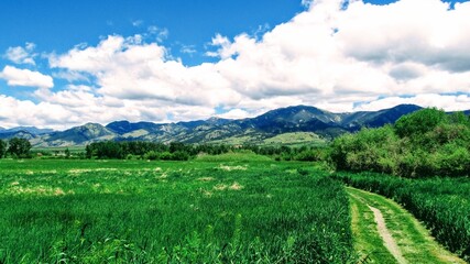 landscape with mountains and blue sky