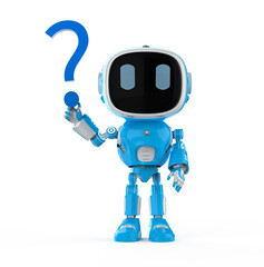 Automation customer support concept with assistant robot with question mark