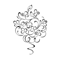 ornament 2388. decorative ornament with stylized blooming flowers and swirls. graphic decor