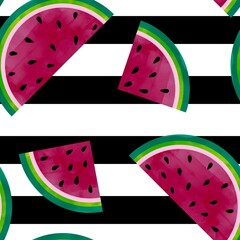 Summer fruit seamless watermelon cartoon slice pattern for clothes print and wrapping and fabrics and kids