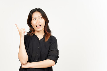 Thinking gesture of Beautiful Asian Woman Isolated On White Background