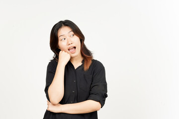 Thinking gesture of Beautiful Asian Woman Isolated On White Background