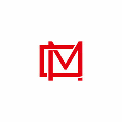 letter cm linked geometric red logo vector