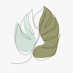 Leaf Background Logo Design, Vector Art Icons, In pastel colors