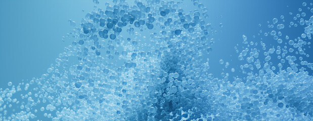 Abstract 3D Wallpaper with Suspended Molecules. Blue, Pharmaceutical concept.