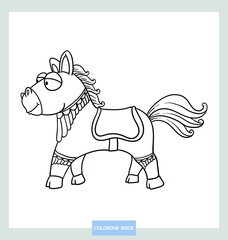 Coloring cute brown pony happy smile