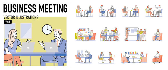 人物 ビジネスミーティングおしゃれイラスト素材