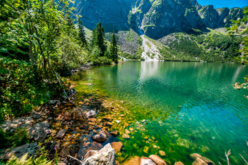 Morskie Oko, lake in the mountains in Tatry	
 - obrazy, fototapety, plakaty