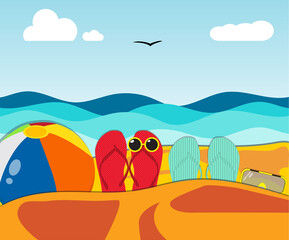 Holiday summer with Paper art style