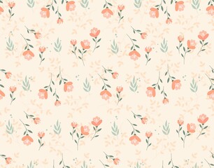 Seamless pattern with flowers. Repeating image for printing on bed linen. Flora, plants and nature on spring seasom, blossom. Design and fashion prints for clothes. Cartoon flat vector illustration