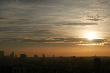 Fototapeta na wymiar panoramic photo of a beautiful sunrise in mexico city