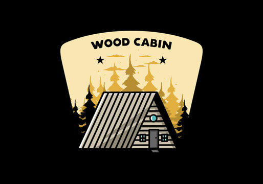 Vintage wood cabin illustration design