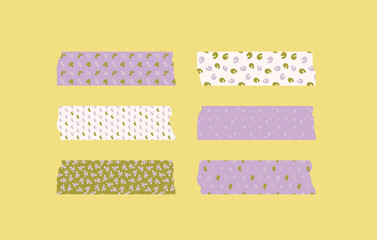 Washi tapes stripes set, decorative scotch template,