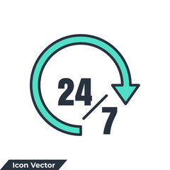 availability icon logo vector illustration. 24 7 hours service symbol template for graphic and web design collection