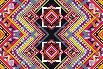 Geometric ethnic flower pattern for background,fabric,wrapping,clothing,wallpaper,Batik,carpet,embroidery style.