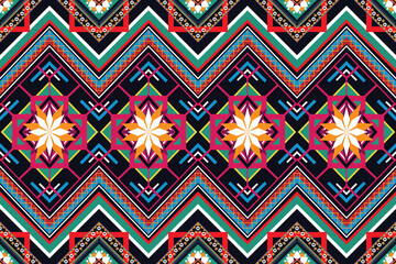 Geometric ethnic flower pattern for background,fabric,wrapping,clothing,wallpaper,Batik,carpet,embroidery style.