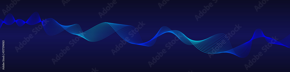 Poster smooth blue wave dynamic lines with glowing dots bokeh style geometric design background shapes pres