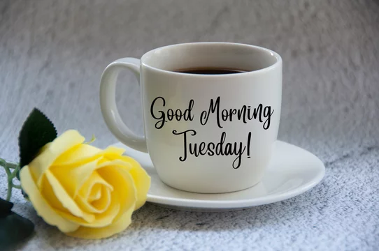 Good Morning Tuesday Tuesday Coffee Greeting Stock Photo 1894069072