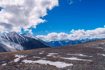 Picturesque mountain valley scenic view. Marvelous mountain range. Altai mountains.