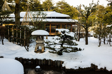 winter in the park, zen garden